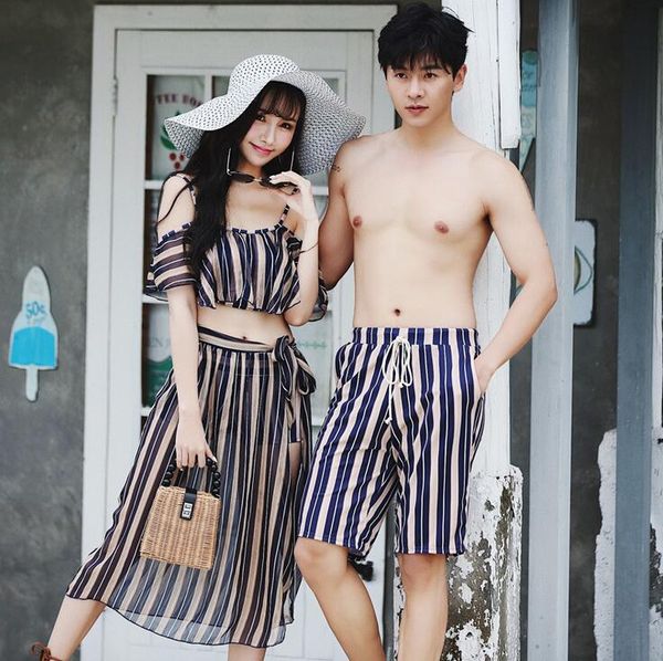 2019 new couples swimwear 3 pieces bikini set with cover up and man's beach trunks lover's black striped beachwear swimsuit
2019 new couples swimwear 3 pieces bikini set with cover up and man's beach trunks lover's black striped beachwear swimsuit