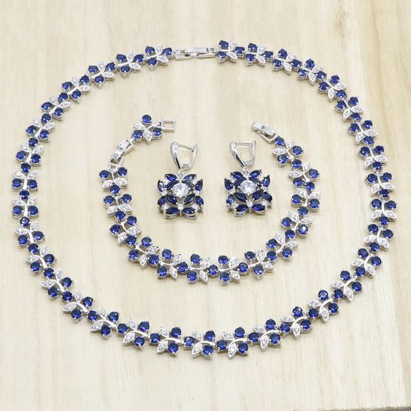 dark blue crystal flower shape 925 sterling silver jewelry sets for women necklace earrings bracelet wedding birthday gift
dark blue crystal flower shape 925 sterling silver jewelry sets for women necklace earrings bracelet wedding birthday gift
