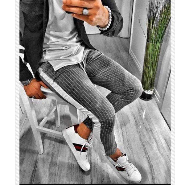 fashion casual men pant striped high waist long pants short skinny jogger gym workout men stripe track ankle sport pants, Black;blue
fashion casual men pant striped high waist long pants short skinny jogger gym workout men stripe track ankle sport pants, Black;blue