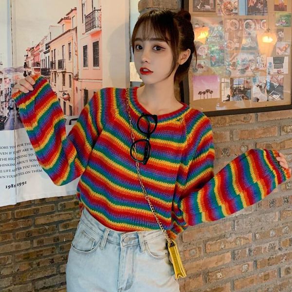 fashion sweater female harajuku knitted women stripes casual sweaters, White;black 
fashion sweater female harajuku knitted women stripes casual sweaters, White;black