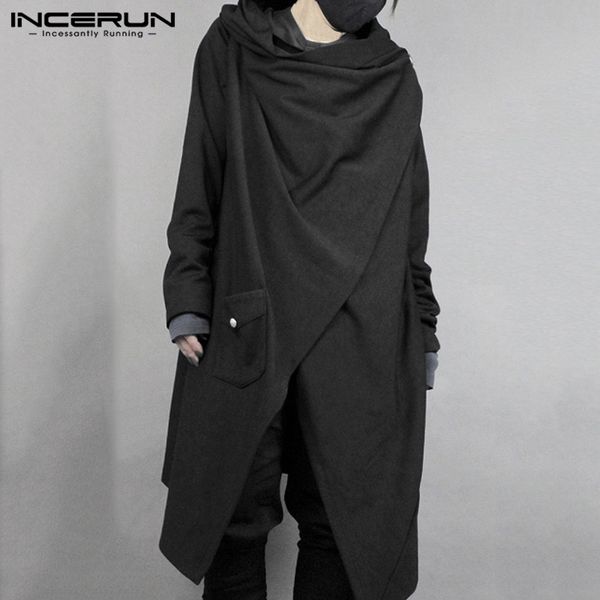 incerun men solid color long sleeve cloak cape trench retro fashion punk style scarf collar irregular jackets streetwear coats, Black;brown
incerun men solid color long sleeve cloak cape trench retro fashion punk style scarf collar irregular jackets streetwear coats, Black;brown