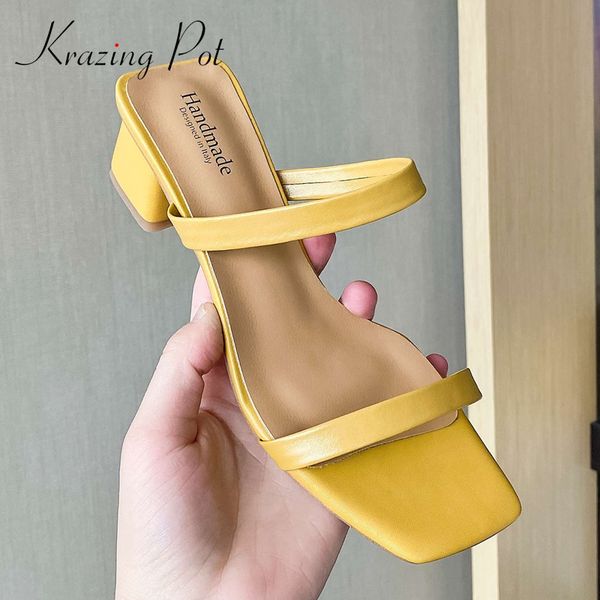 krazing pot korean girls handmade full grain leather med square heel slip on mules young lady summer sandals l51, Black
krazing pot korean girls handmade full grain leather med square heel slip on mules young lady summer sandals l51, Black