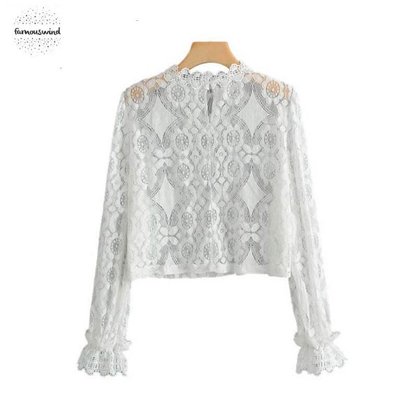 women blouse loose white lace short petal sleeve hollow out through shirts female oversized solid chic see la868
women blouse loose white lace short petal sleeve hollow out through shirts female oversized solid chic see la868