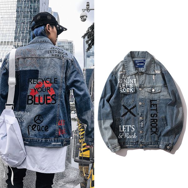 high street designer tide brand european and americanletters graffiti printing men's denim jacket hole in the hip-hop nation tide loose, Black;brown
high street designer tide brand european and americanletters graffiti printing men's denim jacket hole in the hip-hop nation tide loose, Black;brown