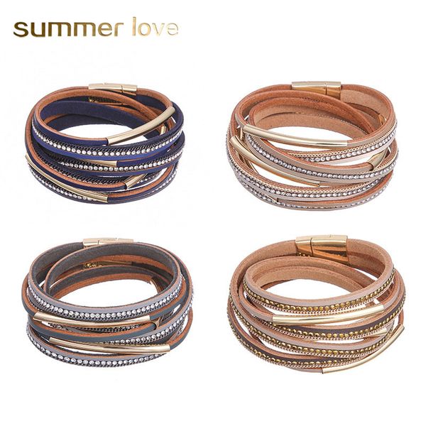 new arrival multilayer magnetic buckle leather bangle bracelet for women men fashion crystal open cuff bracelets trendy jewelry gift, Black
new arrival multilayer magnetic buckle leather bangle bracelet for women men fashion crystal open cuff bracelets trendy jewelry gift, Black