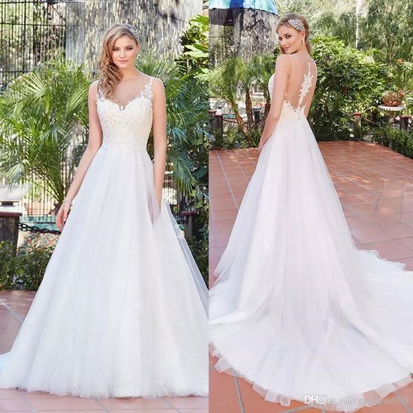 custom sleeveless a line wedding dresses 2020 kitty chen sheer neck lace applique plus size bridal gowns for women, White
custom sleeveless a line wedding dresses 2020 kitty chen sheer neck lace applique plus size bridal gowns for women, White