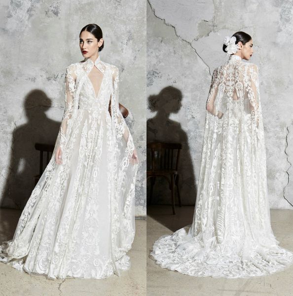 2020 zuhair murad wedding dresses with long wrap lace deep v neck a line backless beach wedding dress sweep train boho bridal gowns, White
2020 zuhair murad wedding dresses with long wrap lace deep v neck a line backless beach wedding dress sweep train boho bridal gowns, White