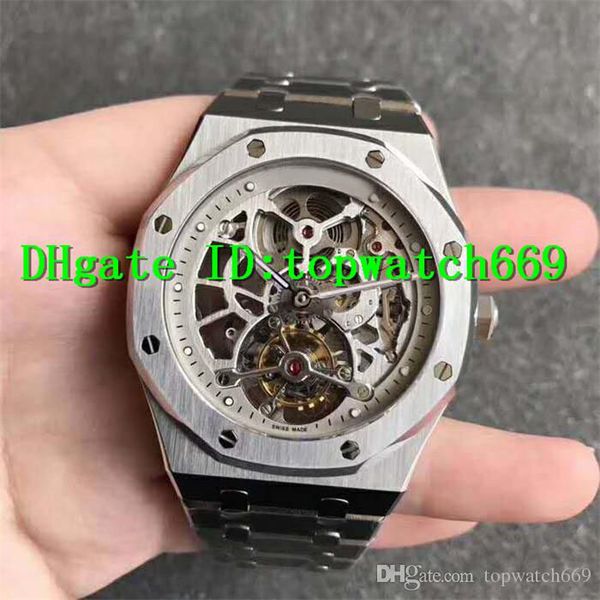 jf new luxury 26518 watch real tourbillon 2924 hand-winding movement silver skeleton dial stainless steel transparent case back mens watch, Slivery;brown
jf new luxury 26518 watch real tourbillon 2924 hand-winding movement silver skeleton dial stainless steel transparent case back mens watch, Slivery;brown