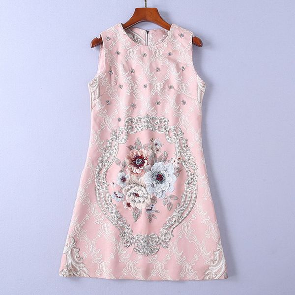 european and american women's dress 2019 spring new sleeveless nail bead peony pattern dress, Black;gray
european and american women's dress 2019 spring new sleeveless nail bead peony pattern dress, Black;gray