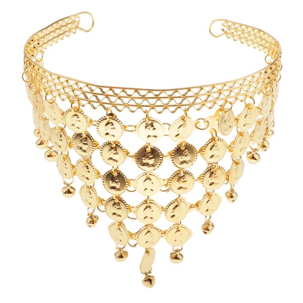 gypsy belly dance jewelry set gold coin hair hoop for women, Blue 
gypsy belly dance jewelry set gold coin hair hoop for women, Blue