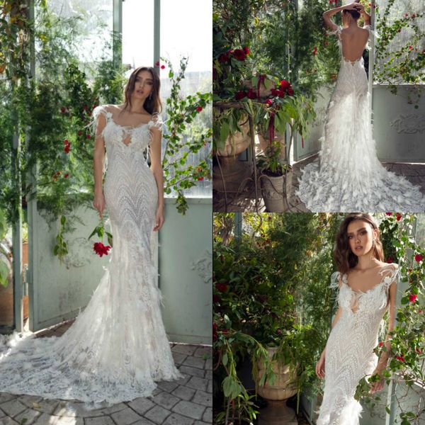 2019 lian rokman mermaid wedding dresses v neck lace 3d floral appliqued court train feather wedding dress custom bridal gown abiti da sposa, White
2019 lian rokman mermaid wedding dresses v neck lace 3d floral appliqued court train feather wedding dress custom bridal gown abiti da sposa, White