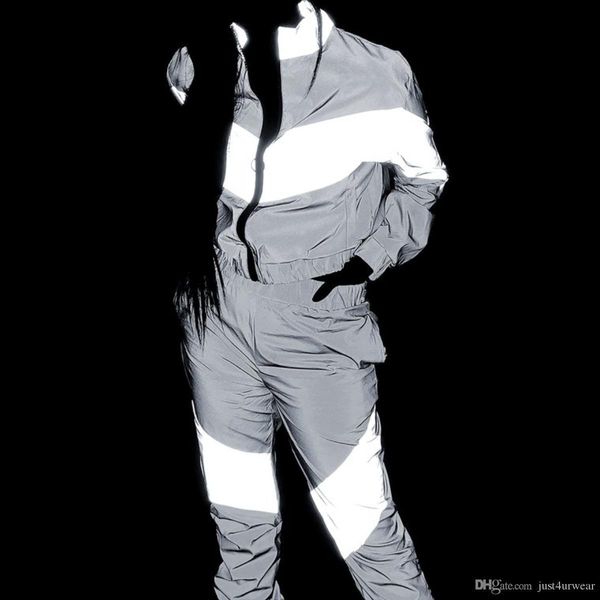 women tracksuits 2 piece set reflective zip crop pants windbreaker fashion female loose glow jacket coat trousers plus size, White
women tracksuits 2 piece set reflective zip crop pants windbreaker fashion female loose glow jacket coat trousers plus size, White