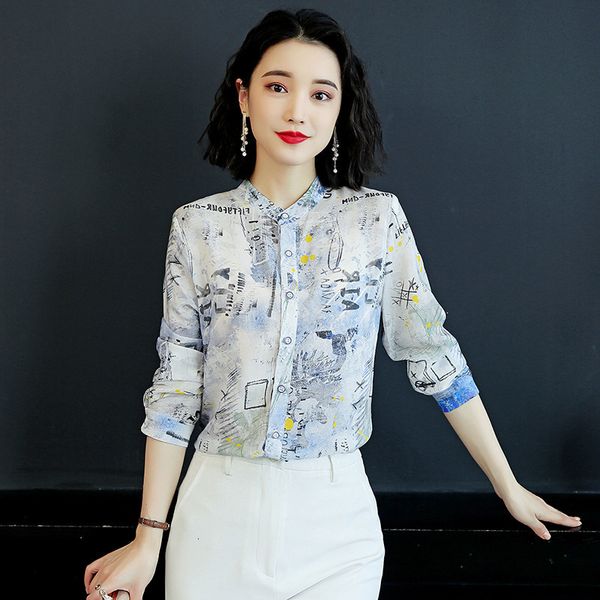 silk shirts women's long sleeve 2019 new printed loose ladies' fashion silk blouse, White
silk shirts women's long sleeve 2019 new printed loose ladies' fashion silk blouse, White