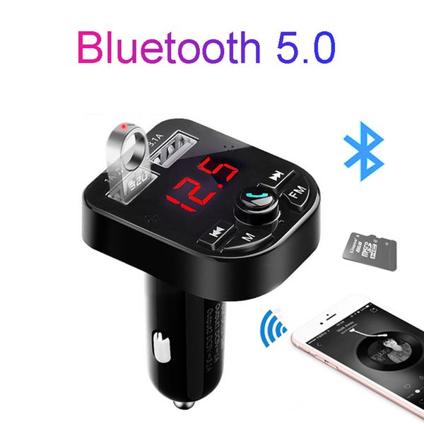 

car kit bluetooth 5.0 handswireless fm transmitter lcd mp3 player usb charger 3.1a car accessories dropshipping dy374