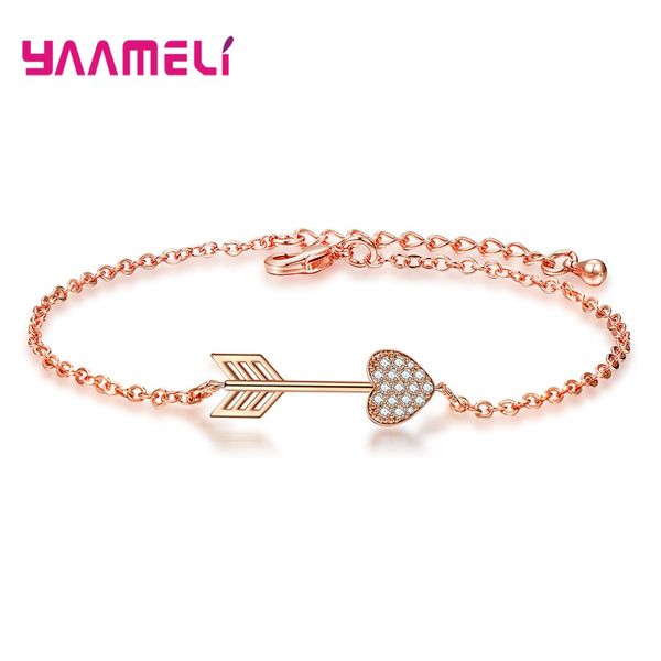 925 sterling silver bracelet bangles for women girls extender chain adjustable size clear cubic zircon heart shaped arrow jewels, Black
925 sterling silver bracelet bangles for women girls extender chain adjustable size clear cubic zircon heart shaped arrow jewels, Black