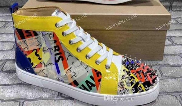 new designer sneakers red bottom shoe high cut leather spike luxury graffiti shoes for men and women shoes party wedding sneakers, Black
new designer sneakers red bottom shoe high cut leather spike luxury graffiti shoes for men and women shoes party wedding sneakers, Black