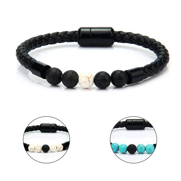 new fashion design men's black real leather charm bracelet 3 colors natural lava stone turquoise bracelets, Golden;silver
new fashion design men's black real leather charm bracelet 3 colors natural lava stone turquoise bracelets, Golden;silver