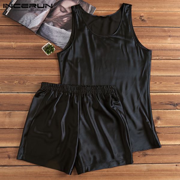 men pajamas set breathable soft homewear sleeveless shorts nightgown pyjamas comfy men sleepwear set summer 2020, Black;brown
men pajamas set breathable soft homewear sleeveless shorts nightgown pyjamas comfy men sleepwear set summer 2020, Black;brown