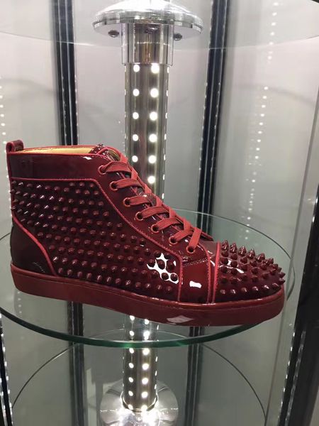 famous designer wine-red patent leather spikes high sneakers shoes red bottom casual walking red sole autumn winter party wedding, Black
famous designer wine-red patent leather spikes high sneakers shoes red bottom casual walking red sole autumn winter party wedding, Black
