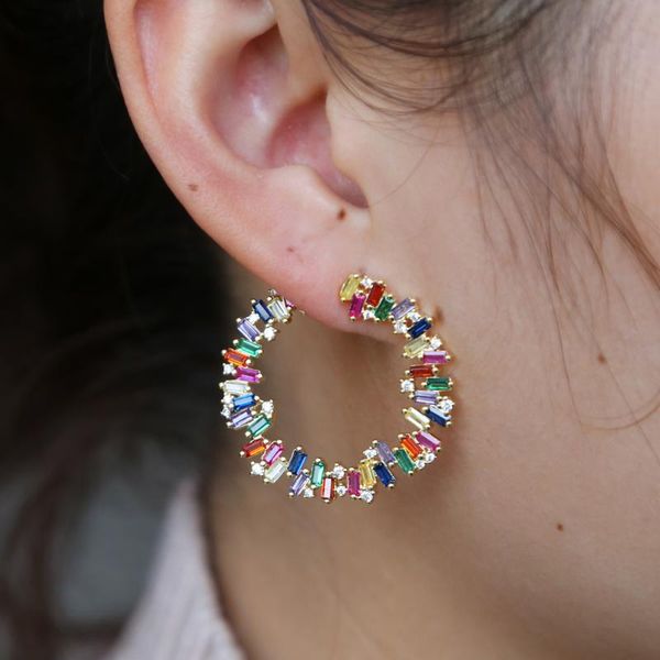 big rainbow flower hoop earrings colorful baguette bar cubic zircon trendy fashion wedding jewelry for women rainbow cz earring, Golden
big rainbow flower hoop earrings colorful baguette bar cubic zircon trendy fashion wedding jewelry for women rainbow cz earring, Golden