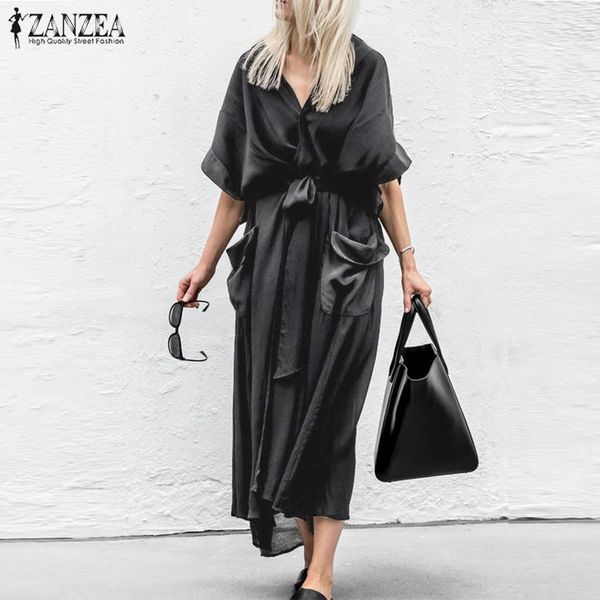 zanzea summer elegant v neck short sleeve long shirt dress fashion women cardigan with belt solid party vestido work ol sundress, Black;gray
zanzea summer elegant v neck short sleeve long shirt dress fashion women cardigan with belt solid party vestido work ol sundress, Black;gray