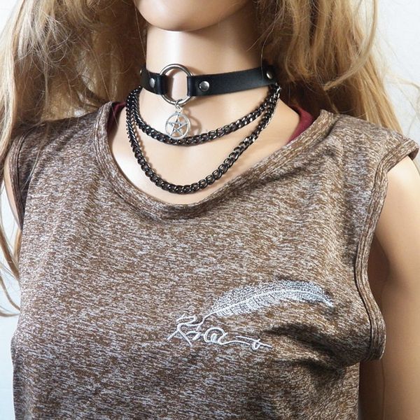 punk style cool street fashion leather chain multilayer collar pendant necklace necklace for women girls, Golden;silver
punk style cool street fashion leather chain multilayer collar pendant necklace necklace for women girls, Golden;silver