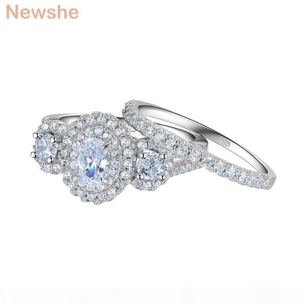 

newshe 2017 новое прибытие твердая 925 серебряное кольцо 2 шт wedding set обручальное диапазона мода ювелирные изделия для женщин jr5717 wzw, Slivery;golden