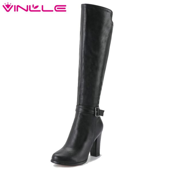vinlle 2019 women shoes knee high boots square high heel pu leather western style zipper ladies motorcycle shoes size 34-43, Black
vinlle 2019 women shoes knee high boots square high heel pu leather western style zipper ladies motorcycle shoes size 34-43, Black