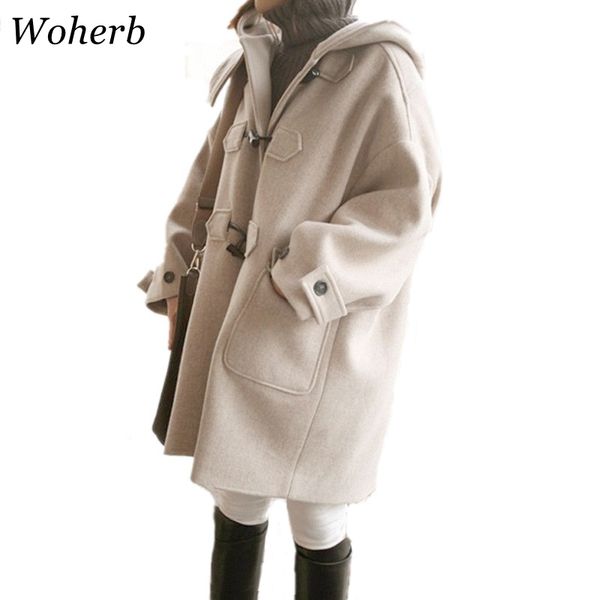 woherb 2019 korean streetwear casual winter coat women horn button coats loose warm long hooded outwear jacket femme 20475, Black
woherb 2019 korean streetwear casual winter coat women horn button coats loose warm long hooded outwear jacket femme 20475, Black