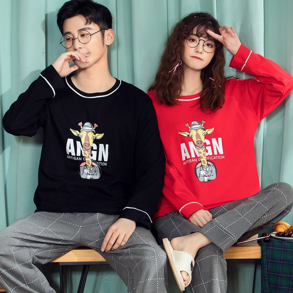 new autumn 100%cotton couple pajamas set cartoon sleepwear homewear long sleeve round neck plus size -3xl lovers nightwear suit, Black;red
new autumn 100%cotton couple pajamas set cartoon sleepwear homewear long sleeve round neck plus size -3xl lovers nightwear suit, Black;red