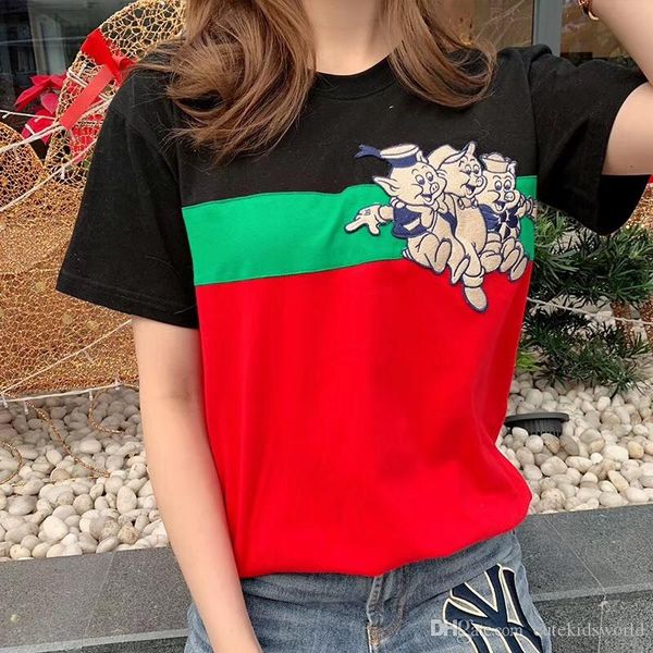 19ss роскошные дизайнерские летние женские хлопчатобумажные футболки три свиньи вышивка тройник женский короткий рукав леди топы, White
19ss роскошные дизайнерские летние женские хлопчатобумажные футболки три свиньи вышивка тройник женский короткий рукав леди топы, White