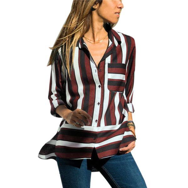 fashion autumn women blouse casual cuffed long sleeve v-neck button pocket up striped geometric shirt novelty ladies blouses a, White
fashion autumn women blouse casual cuffed long sleeve v-neck button pocket up striped geometric shirt novelty ladies blouses a, White