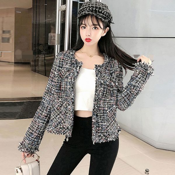 small fragrance ladies vintage black tweed jacket coats autumn women open stitch woolen coat long sleeve short jackets outerwear, Black;brown
small fragrance ladies vintage black tweed jacket coats autumn women open stitch woolen coat long sleeve short jackets outerwear, Black;brown