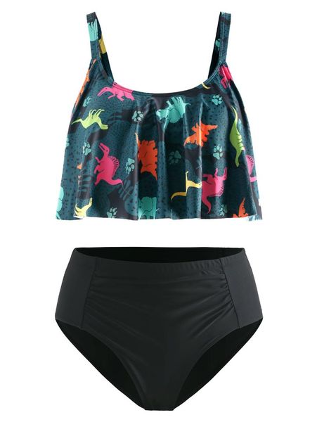 wipalo women plus size dinosaur print ruffled swim set spaghetti straps two pieces padded casual bathing suit summer beach set, White
wipalo women plus size dinosaur print ruffled swim set spaghetti straps two pieces padded casual bathing suit summer beach set, White