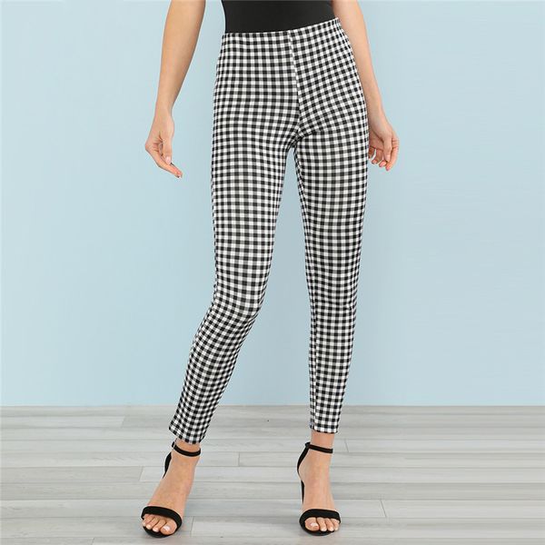 women trousers black and white gingham casual pants office ladies stretchy regular skinny leggings women summer elegant pant, Black;white
women trousers black and white gingham casual pants office ladies stretchy regular skinny leggings women summer elegant pant, Black;white
