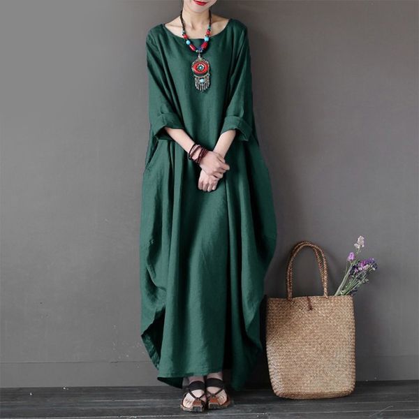 woman clothing designer dress womens o neck long sleeve kaftan maxi dress summer autumn cotton linen gown robe dresses plus size dresses, Black;gray
woman clothing designer dress womens o neck long sleeve kaftan maxi dress summer autumn cotton linen gown robe dresses plus size dresses, Black;gray
