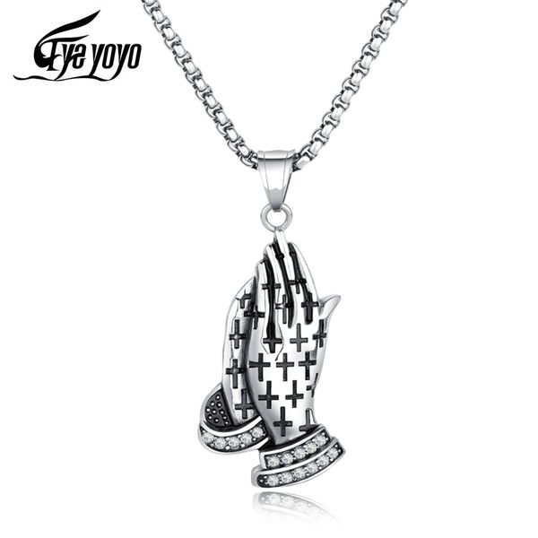 eyeyoyo vintage christian praying hands men's necklace praying hands pendant, Silver
eyeyoyo vintage christian praying hands men's necklace praying hands pendant, Silver
