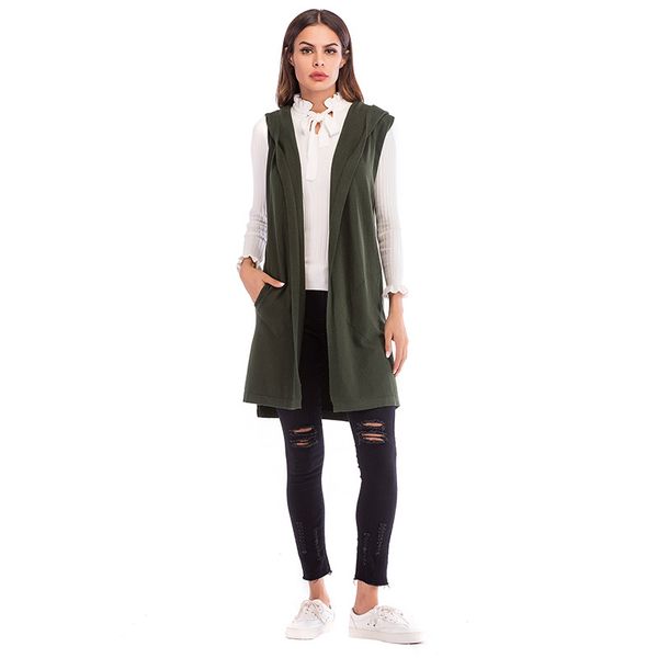 autumn women's clothing solid color loose sleeveless vest long hooded knit cardigan coat female knitwear, Black;white
autumn women's clothing solid color loose sleeveless vest long hooded knit cardigan coat female knitwear, Black;white