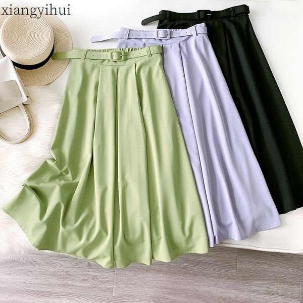 light green skirt woman summer pink high waist a line skirts 2020 korean temperament office ladies belt midi skirt knee length, Black
light green skirt woman summer pink high waist a line skirts 2020 korean temperament office ladies belt midi skirt knee length, Black