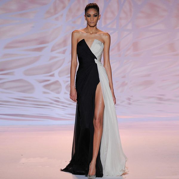 zuhair murad evening dresses fashionable v neck front high slit chiffon long formal party dress celebrity gowns, Black;red
zuhair murad evening dresses fashionable v neck front high slit chiffon long formal party dress celebrity gowns, Black;red