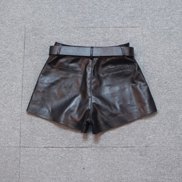 new fashion women punk black sheepskin genuine leather wide leg short trousers belted slim fit casual motor biker female shorts, White;black
new fashion women punk black sheepskin genuine leather wide leg short trousers belted slim fit casual motor biker female shorts, White;black