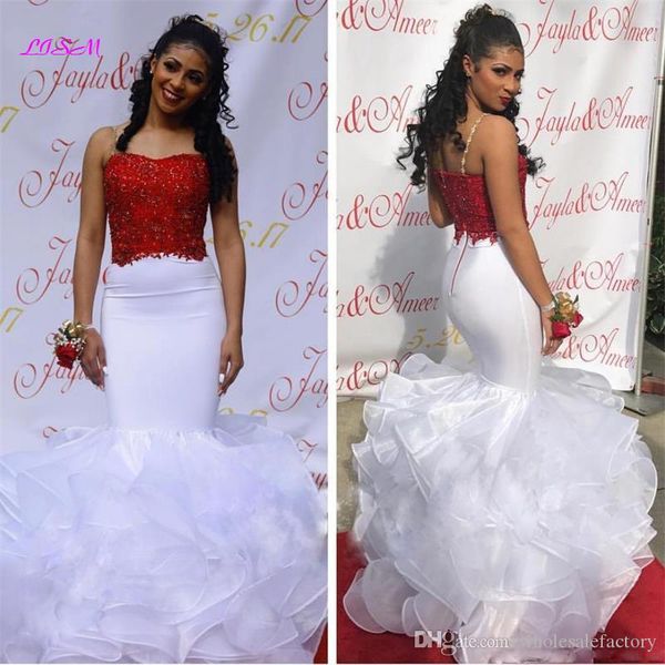 spaghetti straps organza mermaid prom dresses long red lace lace applique layered ruffles sweep train formal party evening gowns, Black;red
spaghetti straps organza mermaid prom dresses long red lace lace applique layered ruffles sweep train formal party evening gowns, Black;red