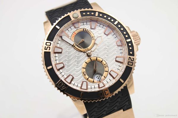 2018~2019 Brand 265-90-3t/91 1846 Diver Series 42mm Rubber Strap Transparent Automtic Mechanical Rose Gold White Dial Sports Watch