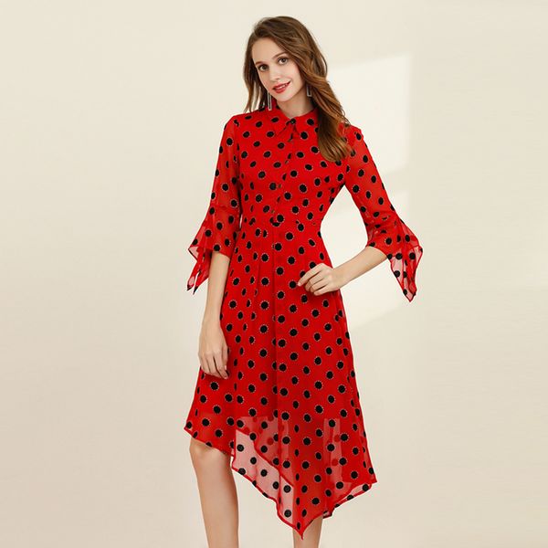 fashion 2019 designer runway dress women's 3/4 sleeve dot print asymmetrical dress, Black;gray
fashion 2019 designer runway dress women's 3/4 sleeve dot print asymmetrical dress, Black;gray