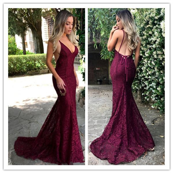 v neck burgundy lace formal evening dresses 2018 backless mermaid prom dresses long party celebrity gowns custom made, Black;red
v neck burgundy lace formal evening dresses 2018 backless mermaid prom dresses long party celebrity gowns custom made, Black;red