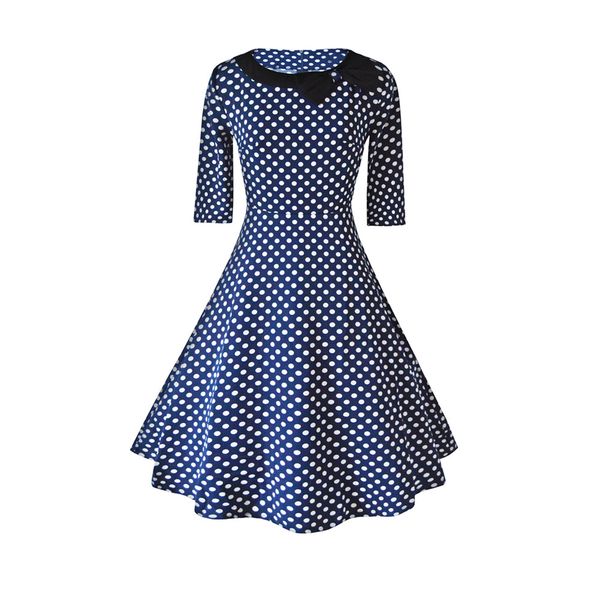 2019 retro women polka dot dresses bow half sleeve o neck zip back swing dress high waist elegant a-line dress vestido de festa, Black;gray
2019 retro women polka dot dresses bow half sleeve o neck zip back swing dress high waist elegant a-line dress vestido de festa, Black;gray
