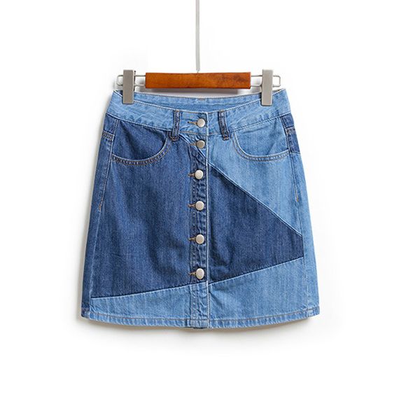 season 2019 new a-shaped jeans short skirt female single-row button high waist slim korean half-length short skirt, Black
season 2019 new a-shaped jeans short skirt female single-row button high waist slim korean half-length short skirt, Black