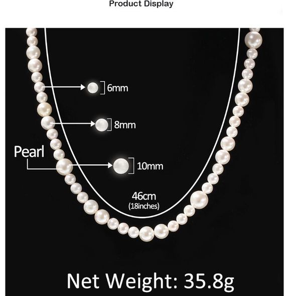 designer hip hop simple pearl necklace jewelry 6mm8mm10mm multi size fashion personality simple pendant necklace accessories, Silver
designer hip hop simple pearl necklace jewelry 6mm8mm10mm multi size fashion personality simple pendant necklace accessories, Silver