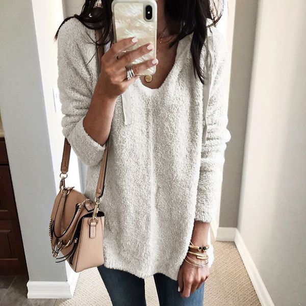 plush v neck hoodie sweater long sleeve solid color pullover sweatshirt, Tan;black
plush v neck hoodie sweater long sleeve solid color pullover sweatshirt, Tan;black