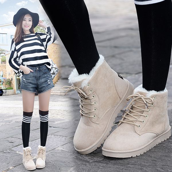 womens winter warm casual faux suede fur lining lace-up ankle boots snow boots shoes flat n059, Black
womens winter warm casual faux suede fur lining lace-up ankle boots snow boots shoes flat n059, Black